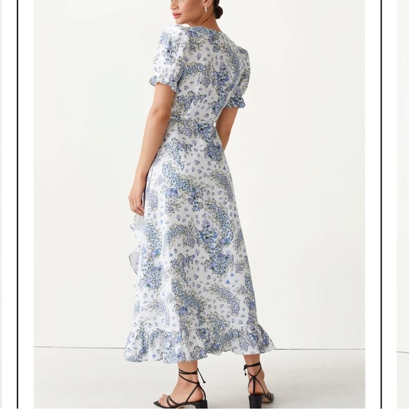 & Other Stories Floral Linen Wrap Dress - 6 - Picture 2 of 4